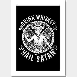 Drink Whiskey Hail Satan - Satanic Baphomet Gift Posters and Art